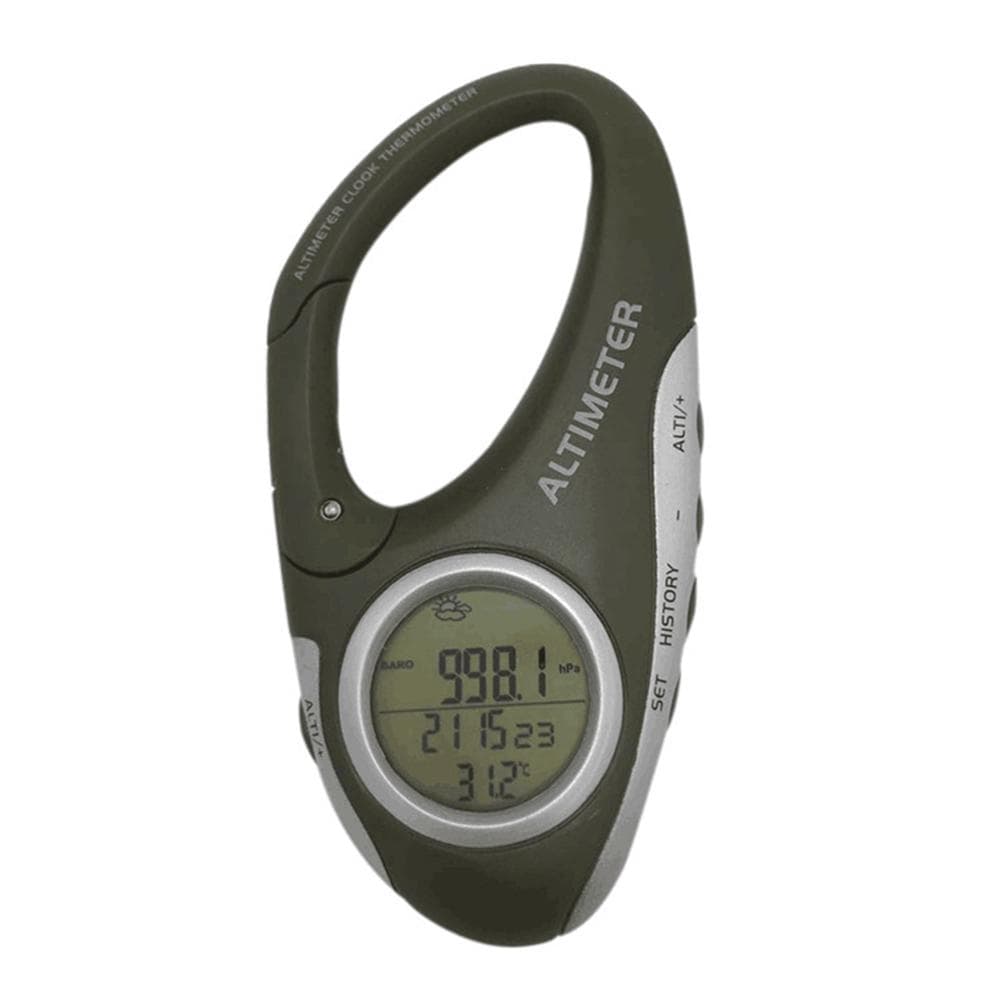 Outdoor Camping Climbing Altimeter Carabiner Barometer Height Measuring Multi-Function Carabiner army green