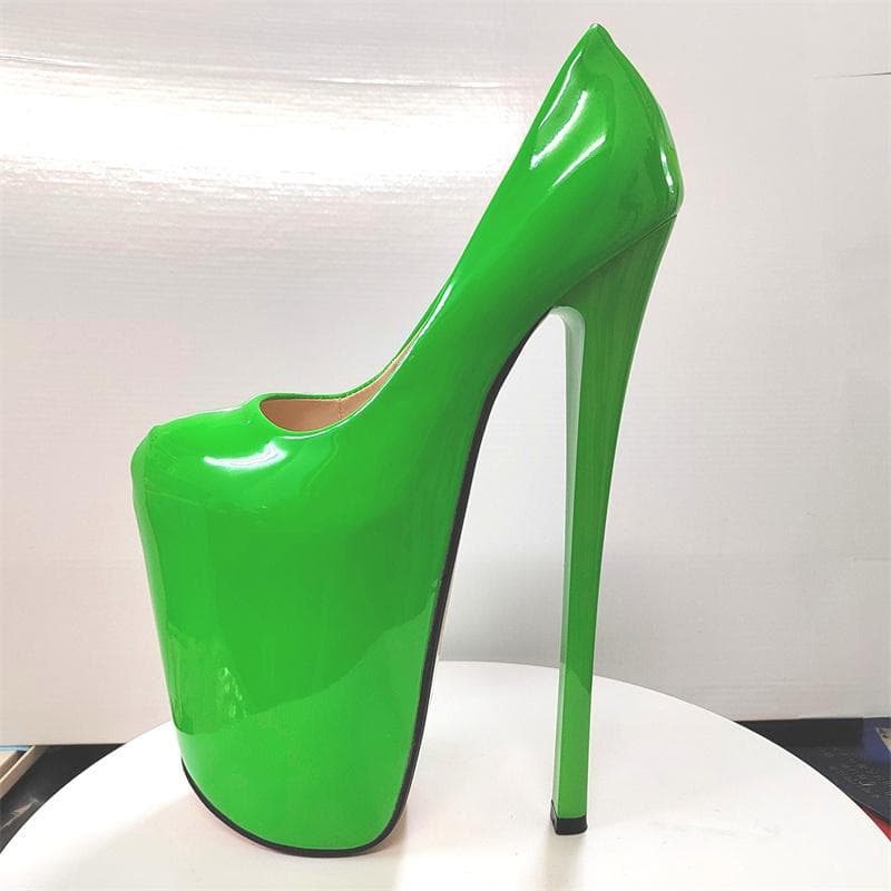 Sexy 22cm Extreme High Heels Platform Pumps Shoes Woman Patent Red Green Heeled Wedding Party Stripper Dance Shoes Large Size 50 46 green