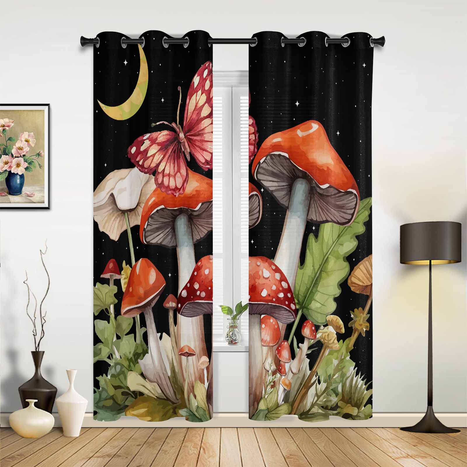 Modern Window Curtains for Living Room Landscape Bamboo Chinese Style Curtains for Child Bedroom Kitchen Decor Blinds Drapes 135W x 60H(cm) x1