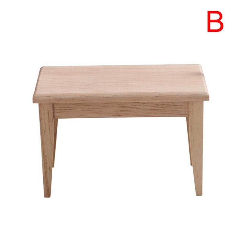 1/12 Miniature Doll House Furniture Wooden Dining Table Chair Simulation Toys 6.3x10.5x6.7cm