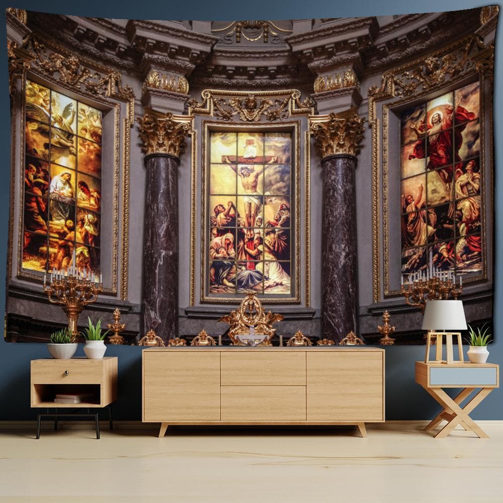 Vienna Christian Church Jesus Tapestry Home Decor Wall Art Mural Drop Wall Cloth Christ Wall Tapestries Church Decoration 95x70CM