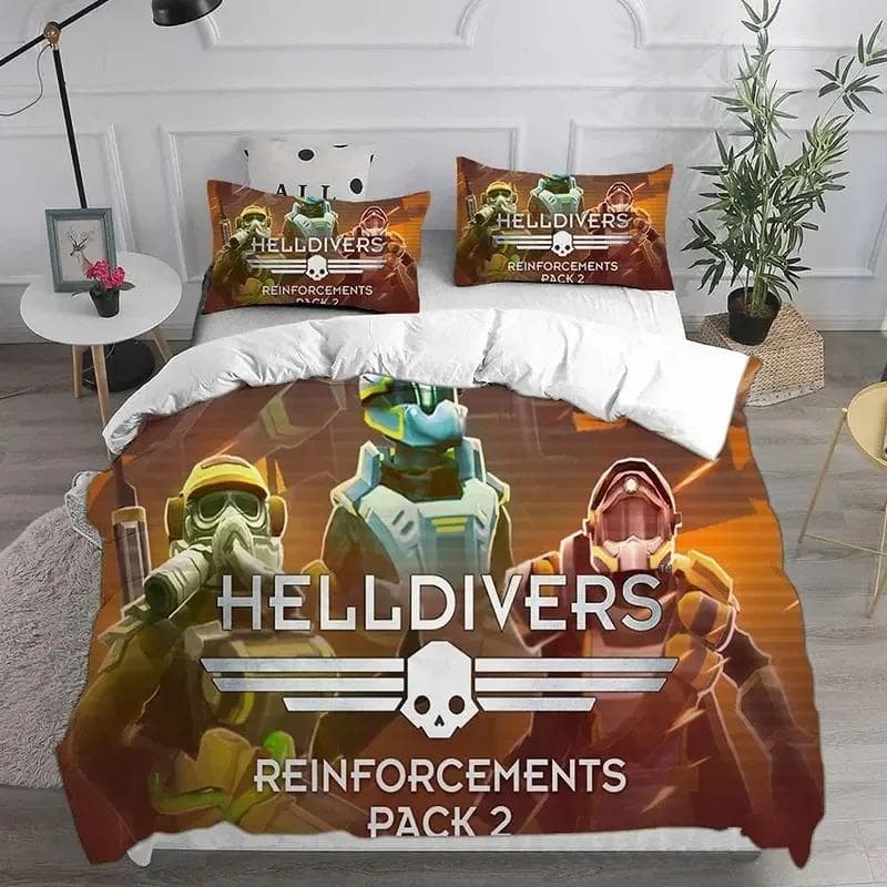 3D HELLDIVERS 2 Bedding Sets Comforter Quilt Bed Cover Duvet Cover Pillow Case Sets Kids Adult Size For Home Textiles 70x133cm 2pcs