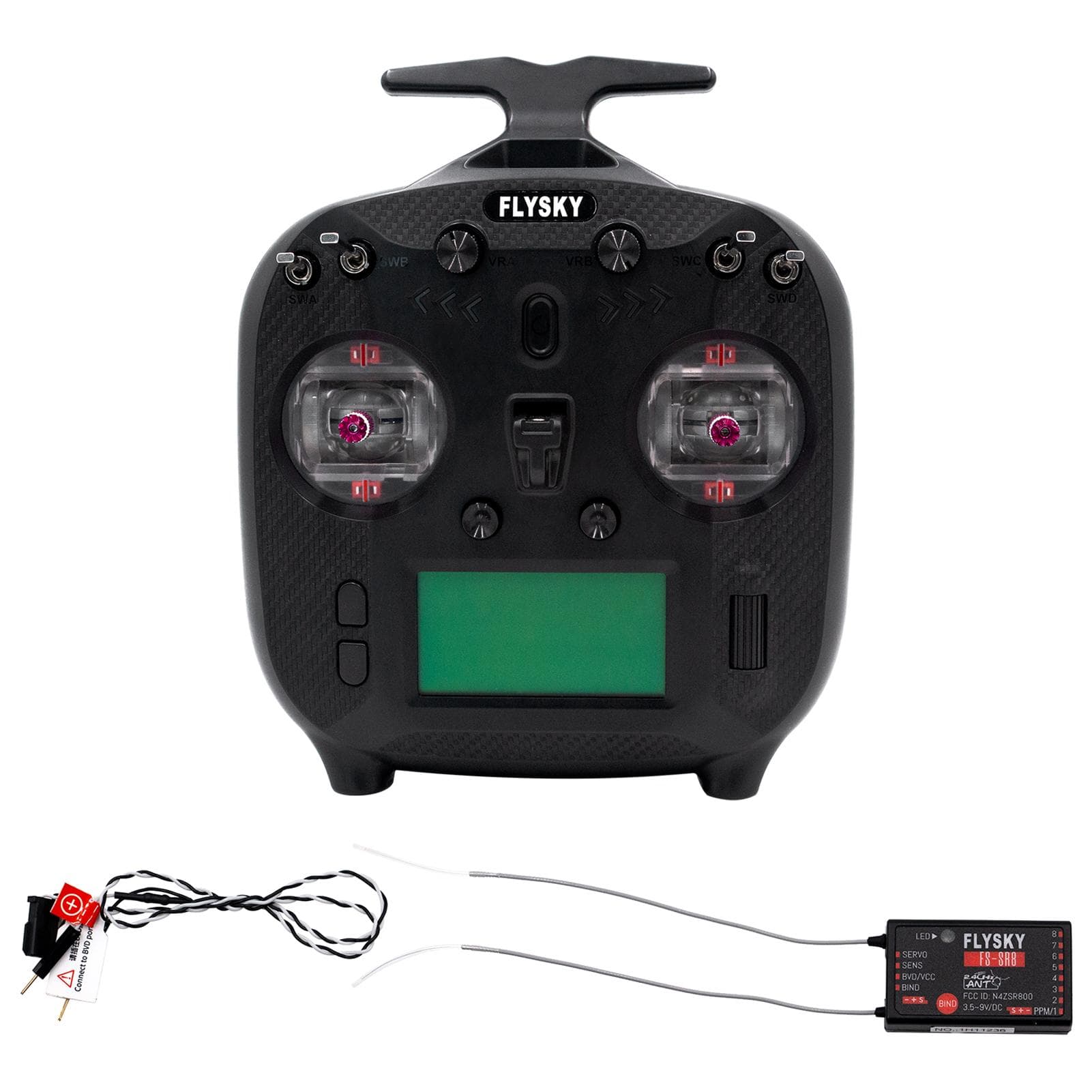FLYSKY FS-ST8 RC Transmitter 2.4GHz Remote Controller ANT Protocol with FS-SR8 Receiver 8CH 1000M black