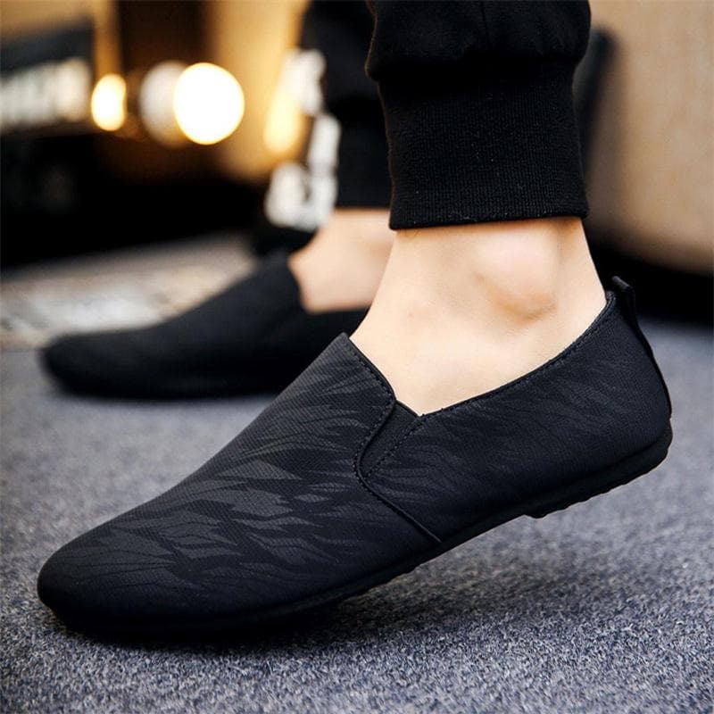 Fashion Men's Summer Retro Lazy Shoes Casual Peas Shoes England Casual Shoes 39 black
