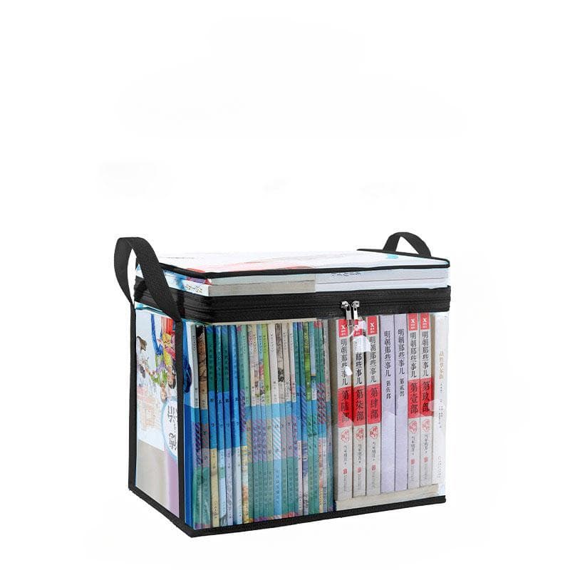 Book Organizing Box Student Classroom Dormitory Foldable Portable Transparent Household Large Capacity Textbook Storage Bag black