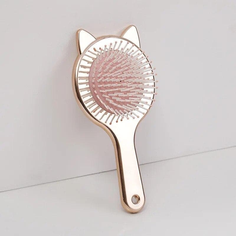 New Kawai Cat Pattern Hair Comb Black Pink Cute Cartoon Air Cushion Massage Comb Hard Hair Brush Solid Barber Hair Accessories