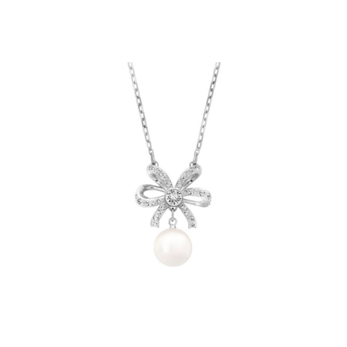 Swarovski Dora Bow Imitation Pearl Necklace Women necklace 5169248 Box (Random Color),F,White