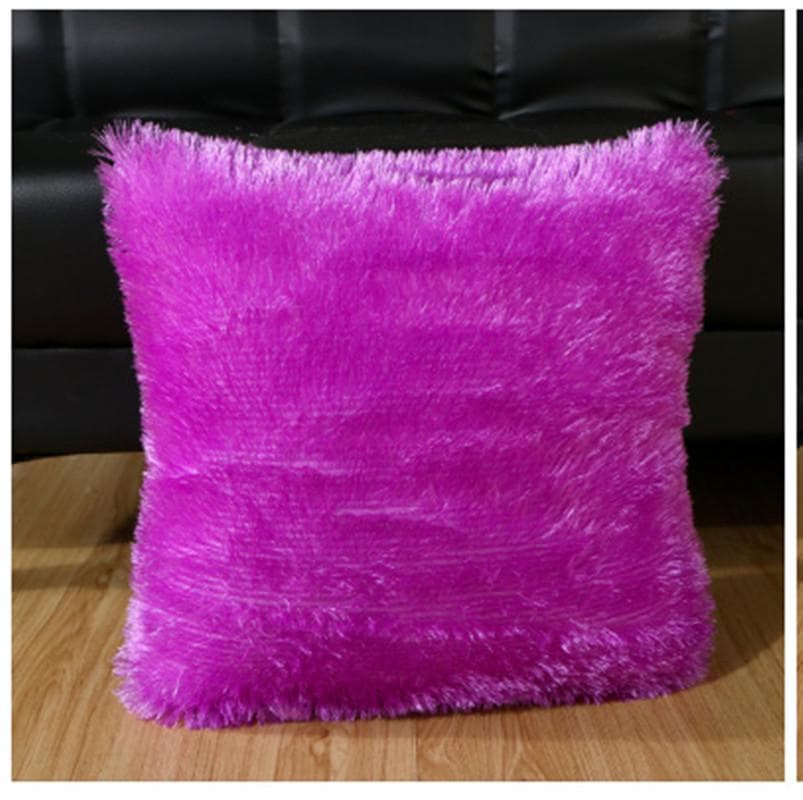 Cushion Cover Plush Velvet Fur Fluffy Sofa Pillow Soft Cushion Cover Pillow Case Solid Color Nordic Home Decoration Tools Pillow Cover 40*40 One Size