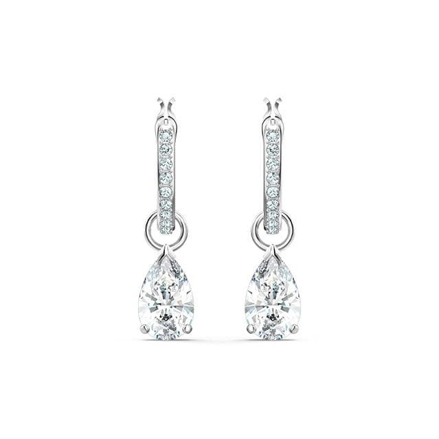 Swarovski Stilla Attract Pear Mini Pierced Earrings Women earrings White 5563119 Box (Random Color)