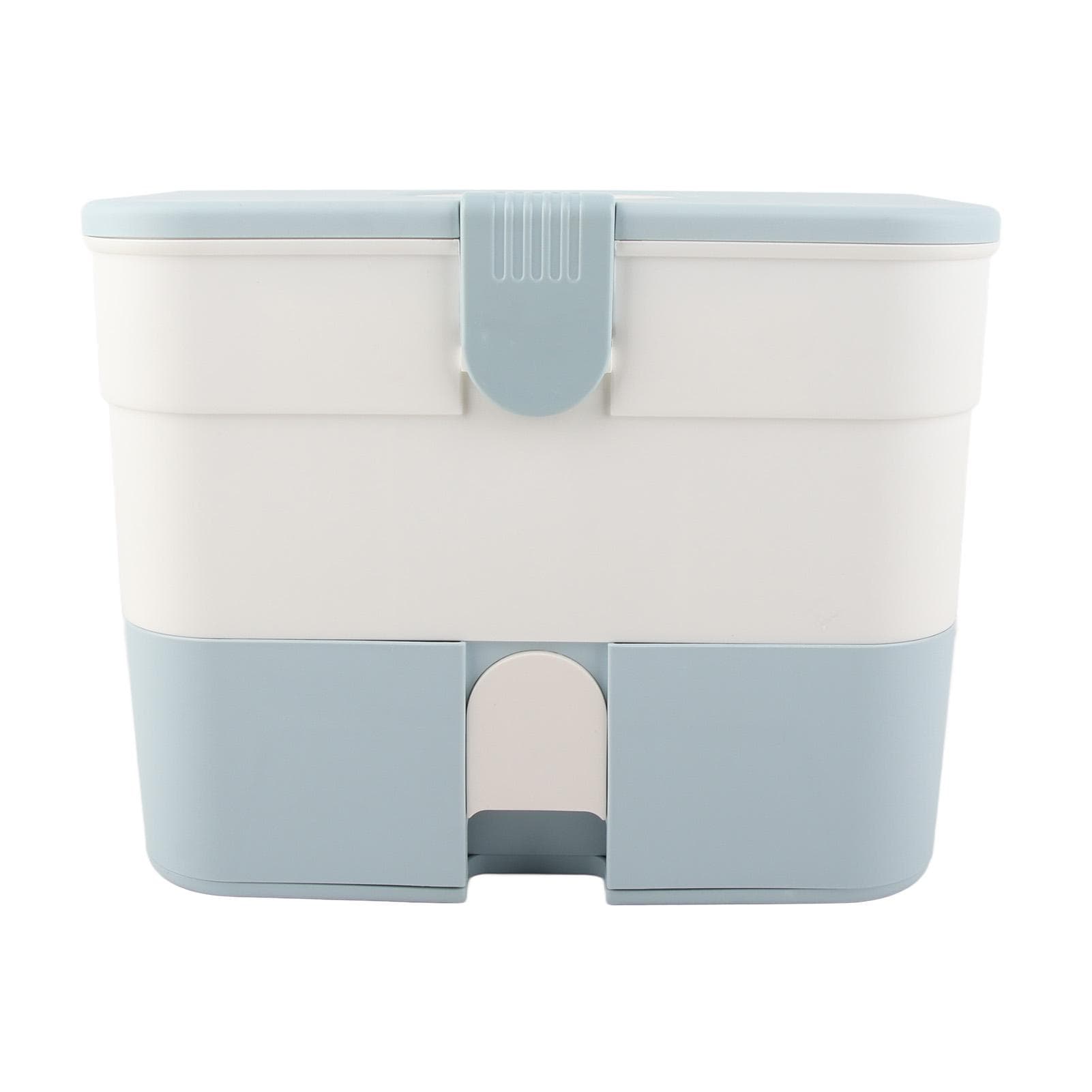 Cosmetic Storage Box 2 Layers Drawer Large Capacity Portable Makeup Storage Box with Handle for blue