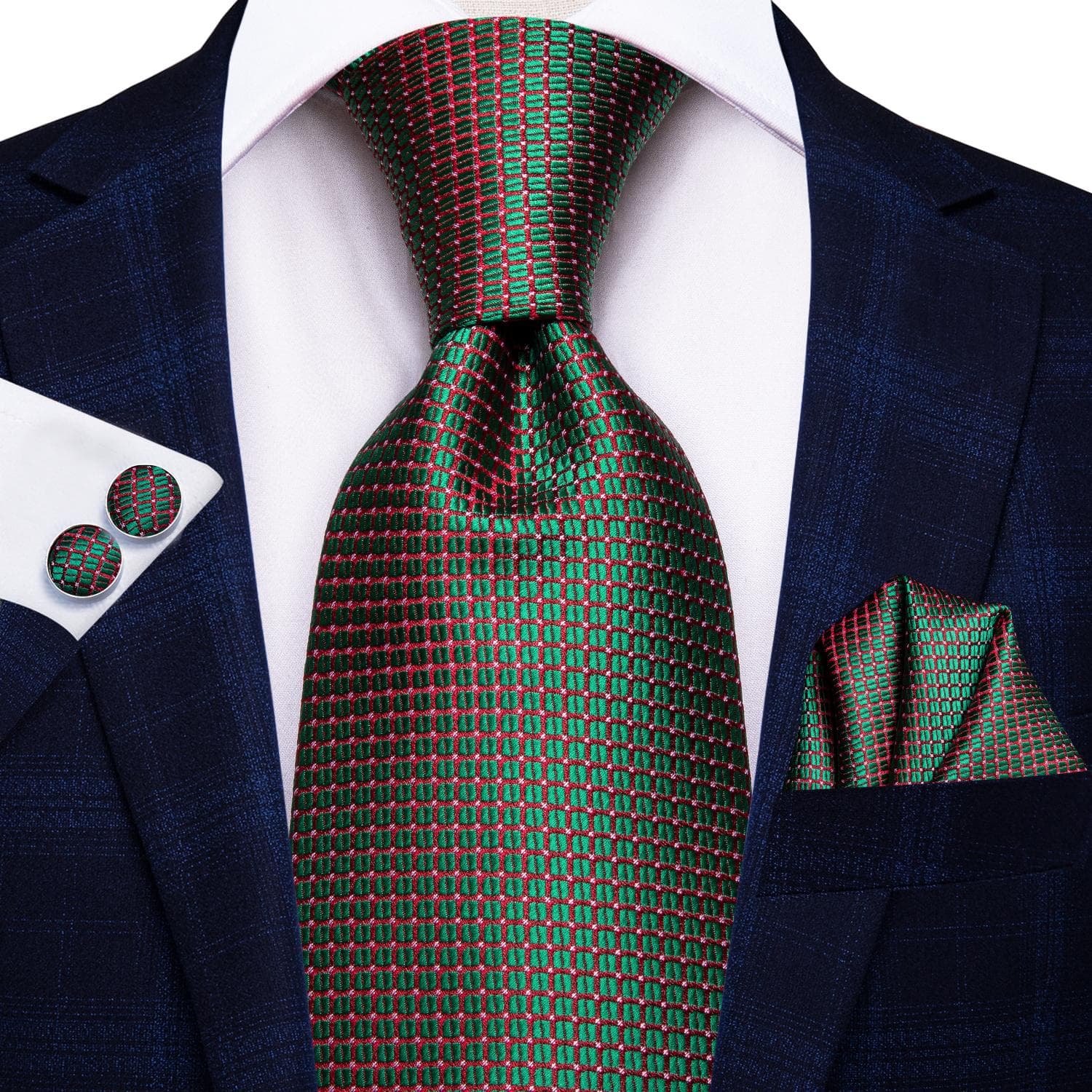 Hi-Tie New Fashion Mens Tie Business Necktie Hanky Cufflinks Tie Set N-3268