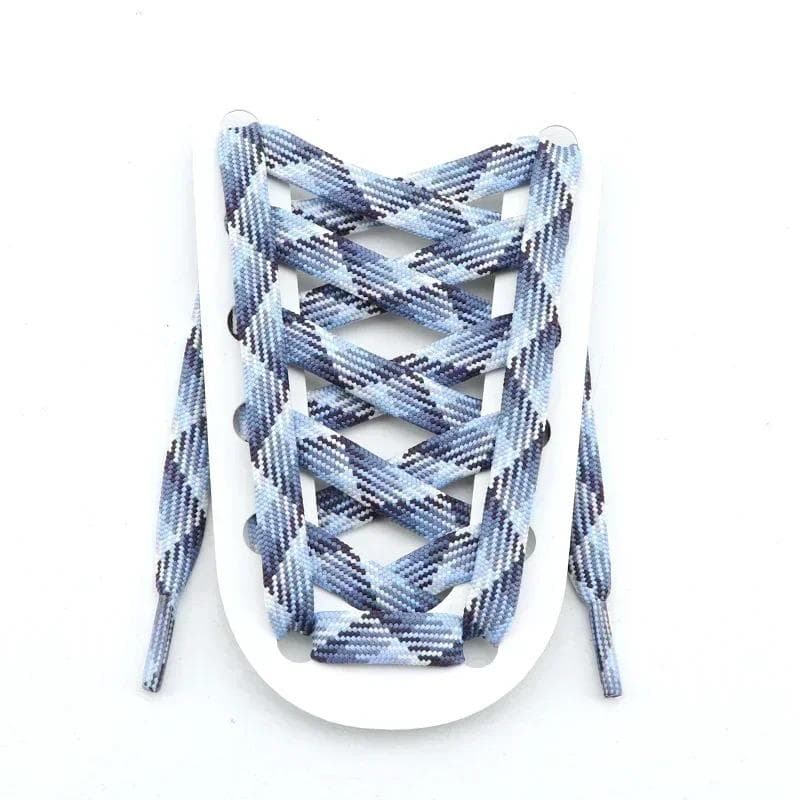 1 Pair Sneaker shoelace Colorful Striped shoelace 1CM Wide Flat Shoe Laces 100/120/140/160CM Shoe Laces Shoe Accessories 140cm blue