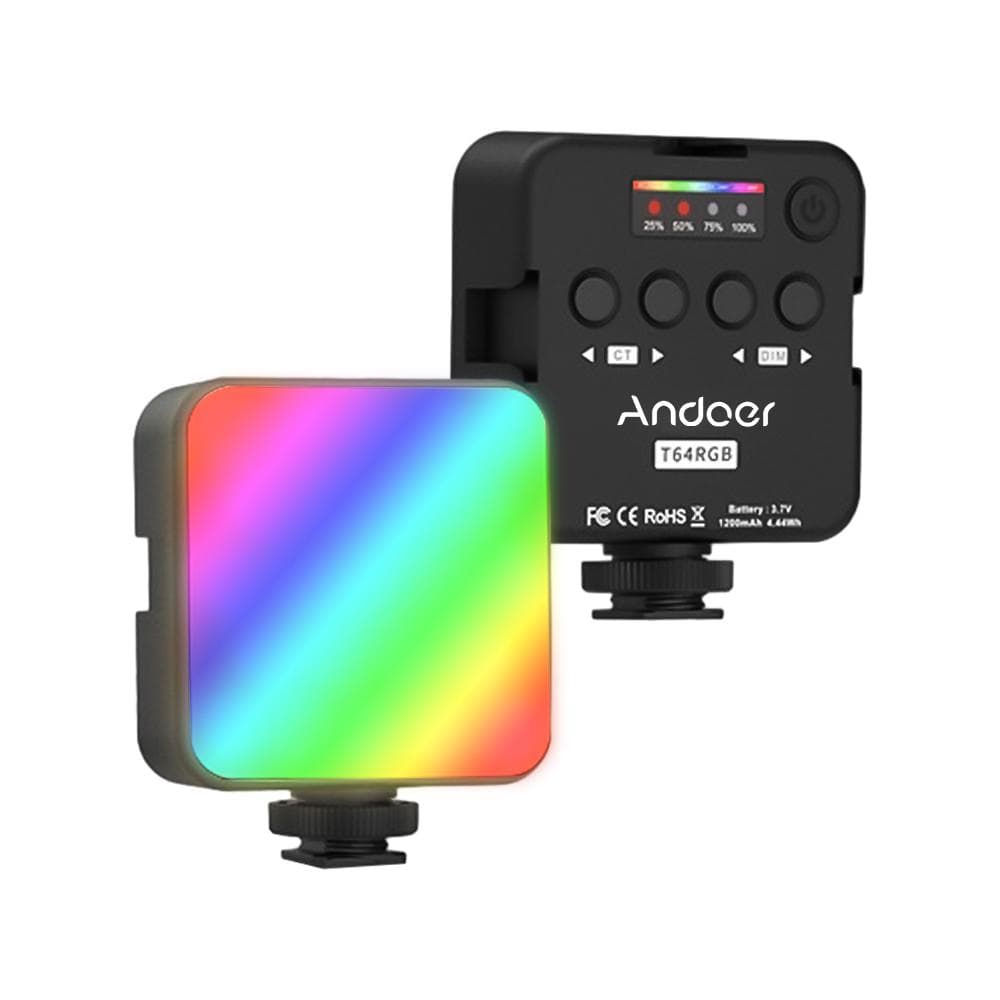 ANDOER T64RGB Pocket Led Light Mini Video Lamp RGB Photography Light 2500K-9000K+/-200K Color black