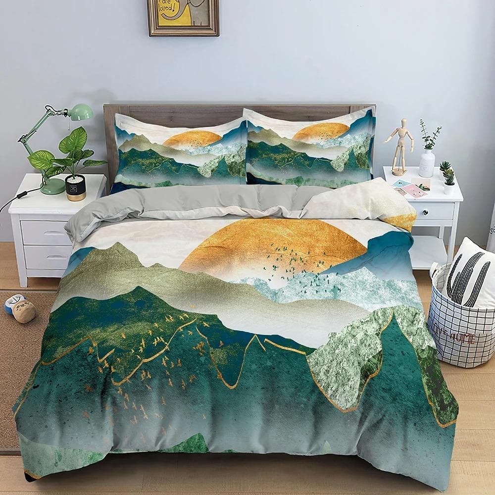 Big Wave Japanese Art Abstract Bedding Set Boys Girls Twin Queen Size Duvet Cover Pillowcase Bed Kids Adult Home Textileextile 70x133cm 2pcs