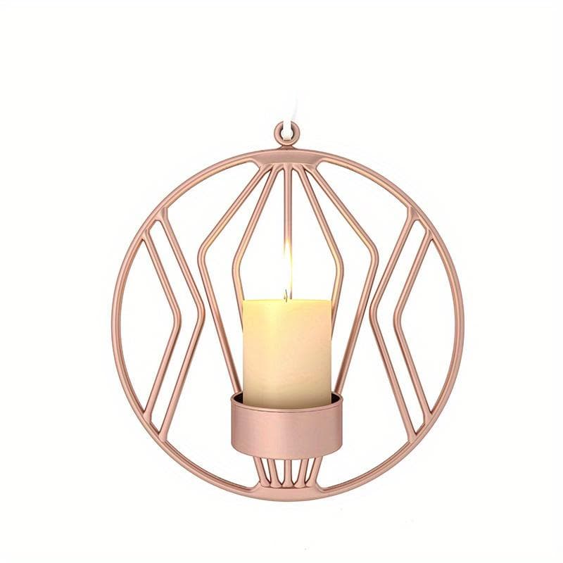 1Pc European style metal candle holder, geometric round wall candle holder, wall wrought iron decorative ornament Pack of 1