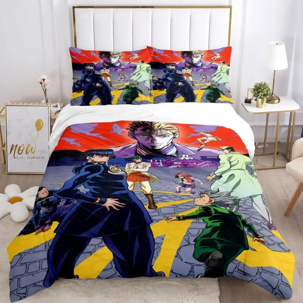 JOJO Anime Print Three Piece Bedding Set Fashion Article Boys Or Adults For Beds Quilt Covers Pillowcases Bedding Set Gift 70x133cm 2pcs