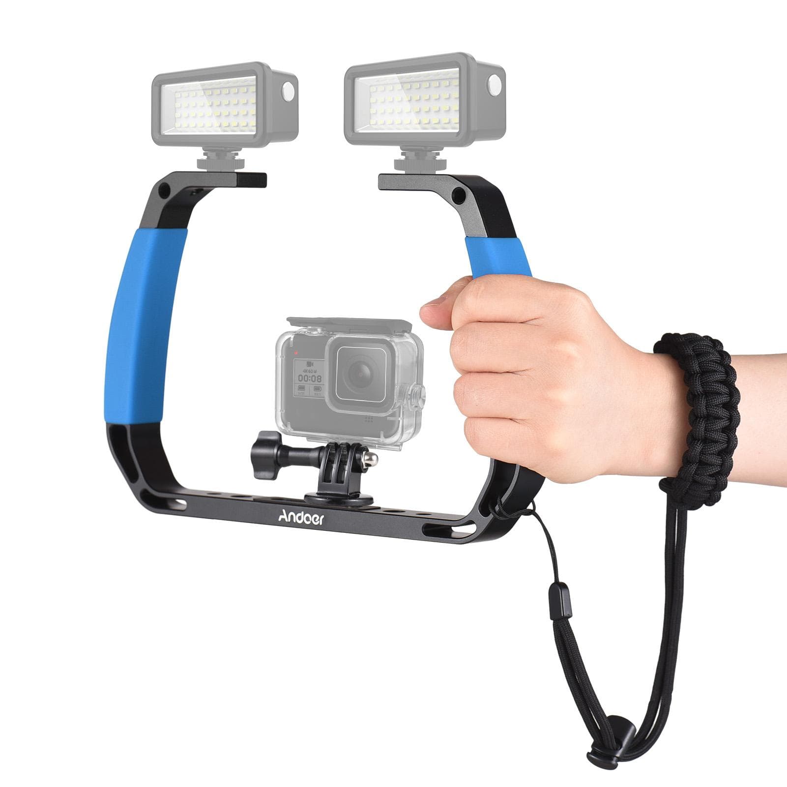 Andoer Sports Camera Underwater Diving Rig Handheld Stabilizer for Action Camera Cage Dive Rig with blue