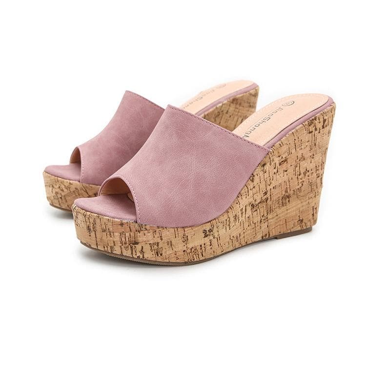New Trending Women's Fashion Wedge Sandals Open Peep Toe Espadrille Platform Sandals Woman Girls Wedges Summer Bohemian Slip-on Heeled Sandals 40 pink