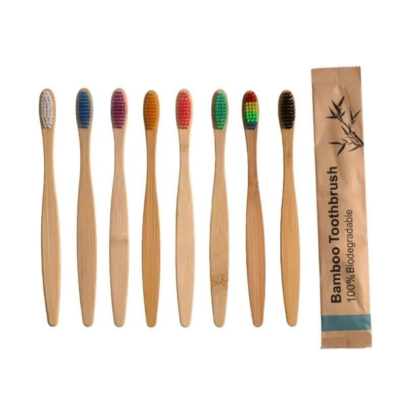 10pcs Eco friendly Bamboo Toothbrush Soft Bristles Biodegradable Plastic-Free Adults Toothbrush Bamboo Handle Brush 10 pcs 1set