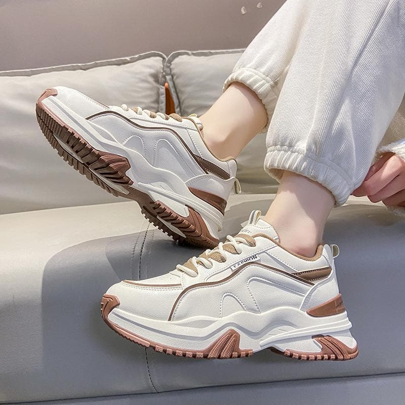 All-match Old Shoes Women's Spring New Breathable Student Casual Shoes Ins Tide Thick-soled Heightened Sneakers 40