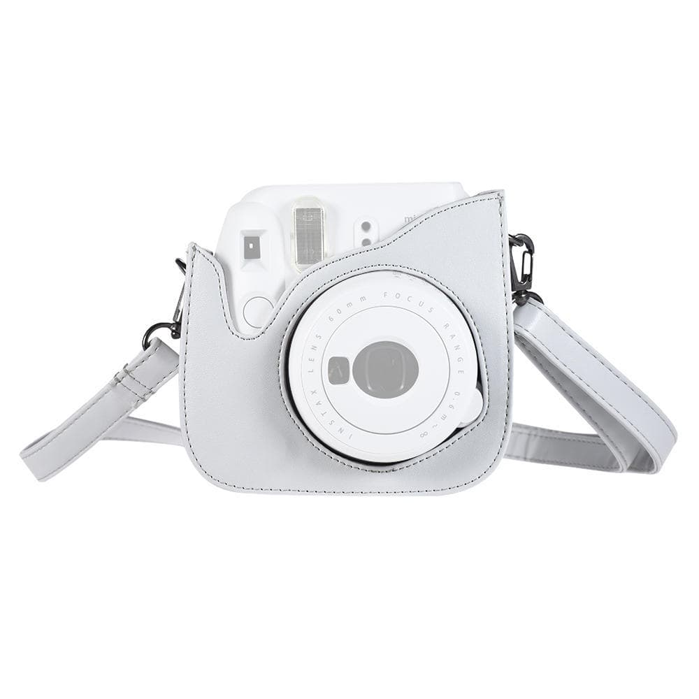 Camera Protective Case Tailor-Made PU Instant Camera Case Bag with Strap for Fujifilm Instax Mini 9/8/8+/8s white