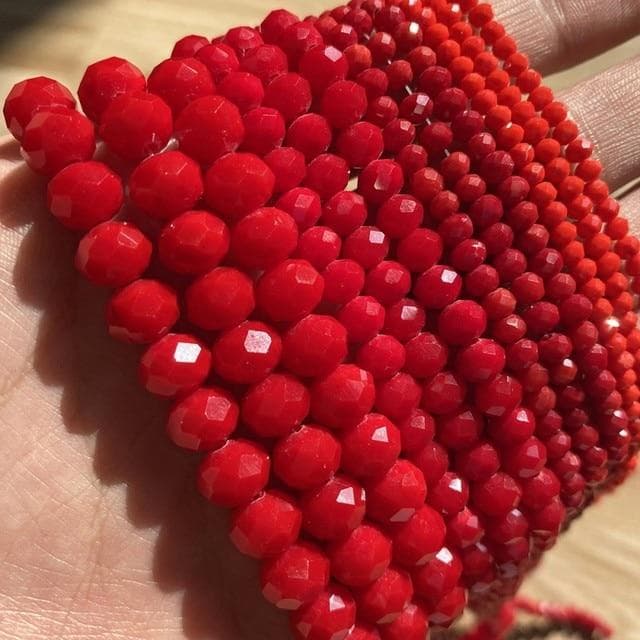 3/4/6/8mm Faceted Round Austria Crystal Beads Shiny Glass Rondelle Spacer Beads for Needlework Jewelry Making Diy Bracelet 15'' 4mm 137-140pcs Beads
