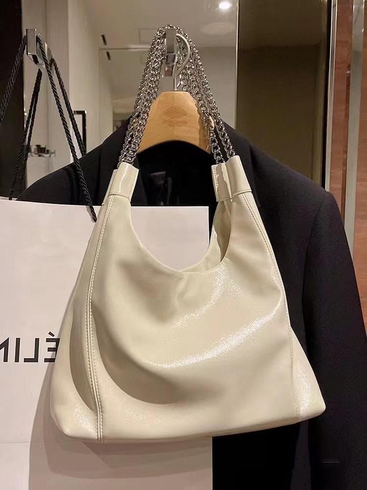 Chain Tote Bag Crossbody Bag Stylish Commuter Women's Bag Soft Leather Shoulder Bag