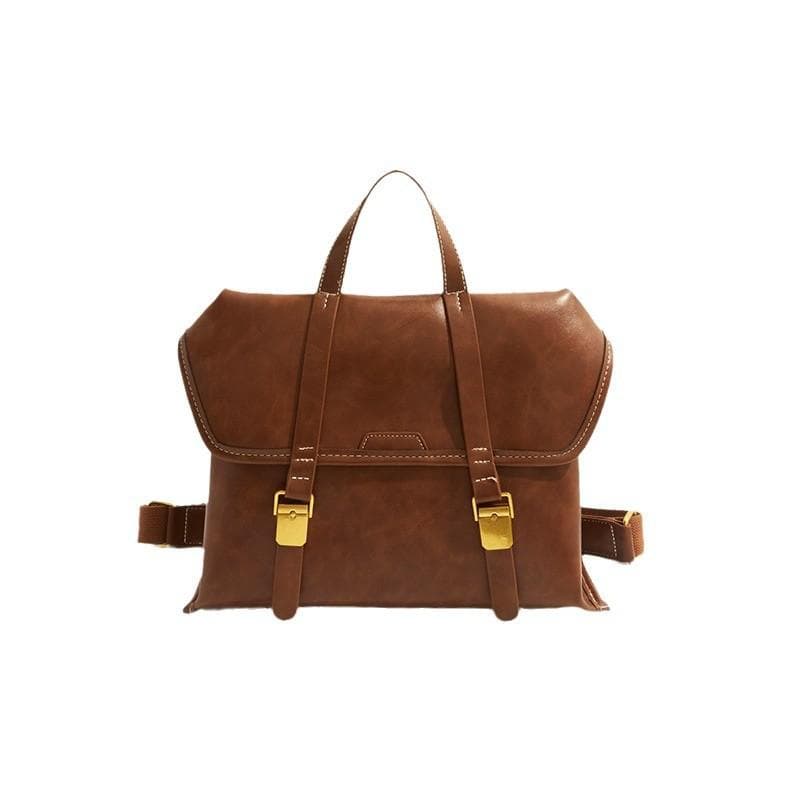 Fashionable, Large-capacity, Trendy Hand-held Women's Bag, School-style Backpack, and Retro British-style Commuting Backpack brown