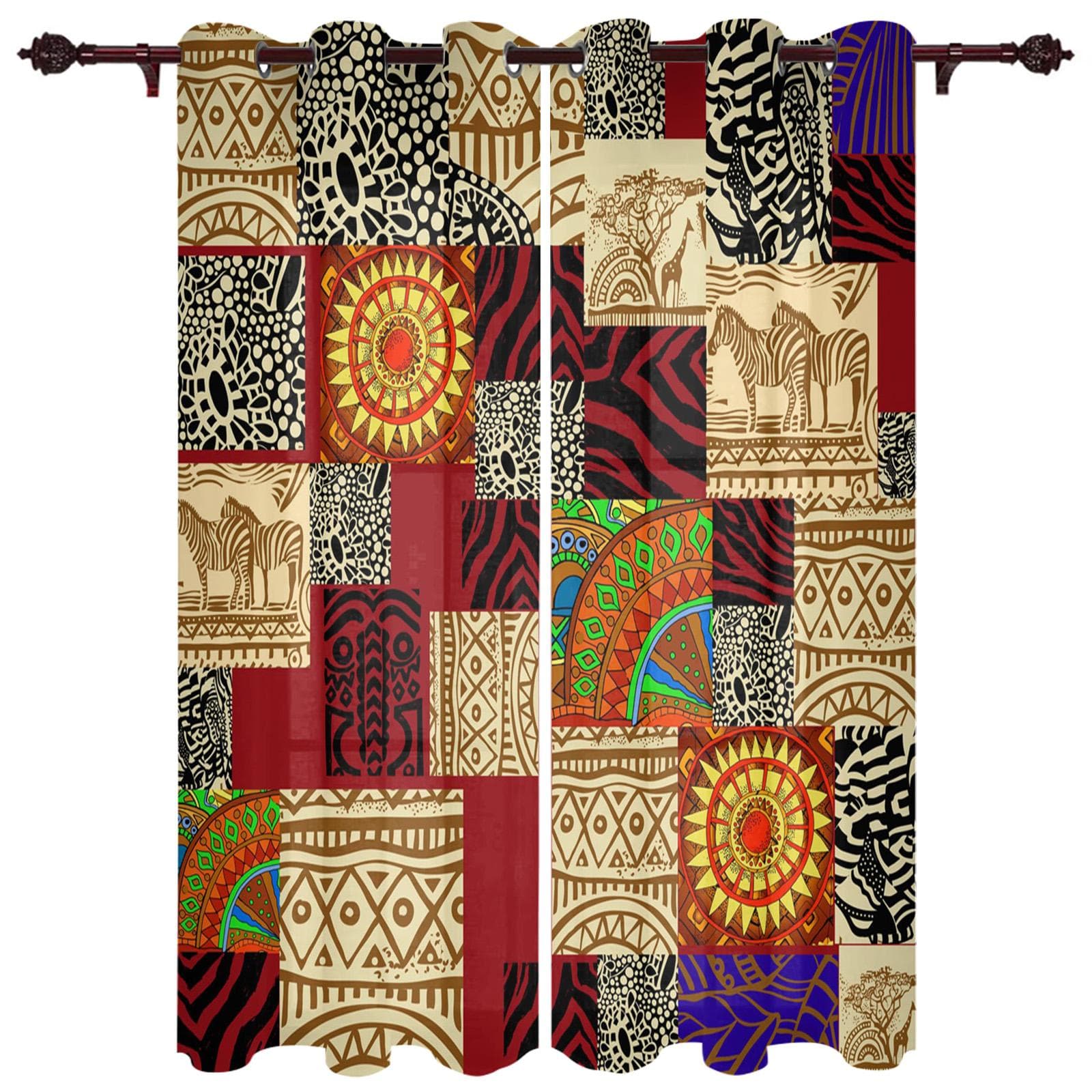 Modern Window Curtains African Style Luxury Fashion Curtains for Living Room Bedroom Kitchen Drapes 135W x 230H(cm) x2