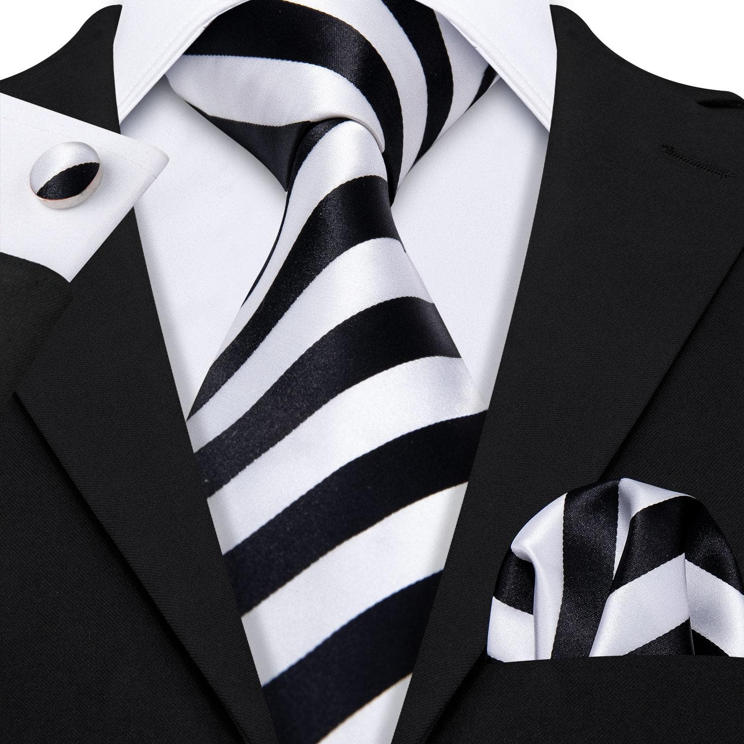 Hi-Tie Mens Accessories Silk Tie Handkerchief Cufflinks Set for Wedding Party Floral Solid Necktie N-0276