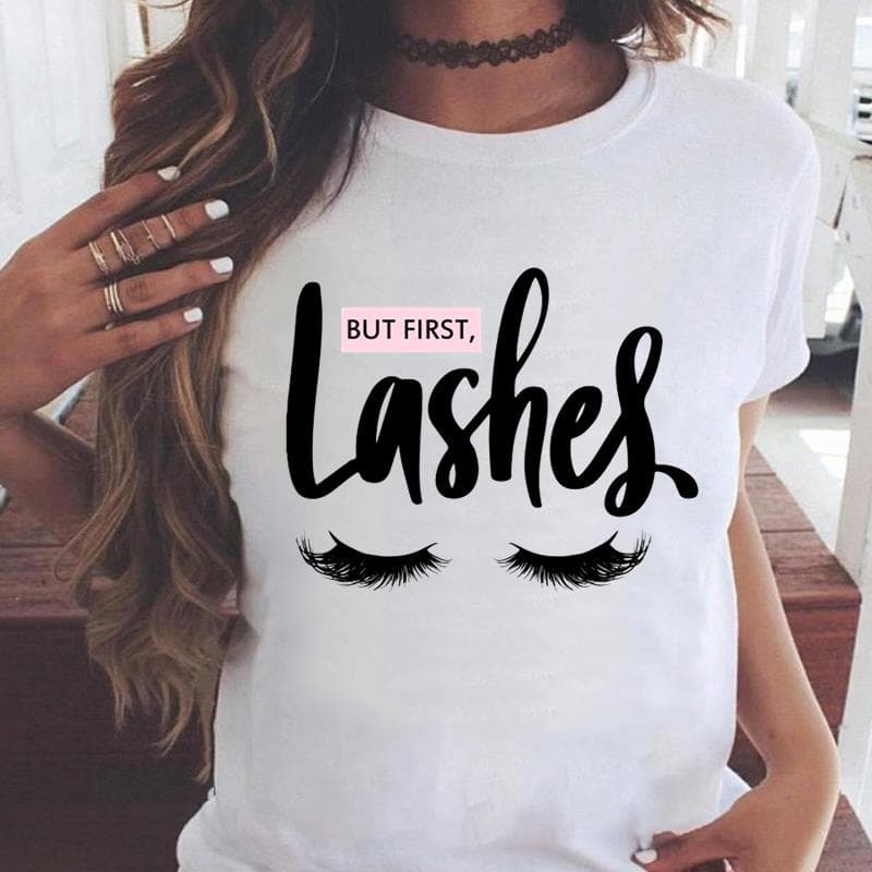 Tee Print Ladies Clothing Eye Lashes Trend Cute 90s Style Summer Female T Top Casual Short Sleeve Women's Fashion Graphic T-shirt XL