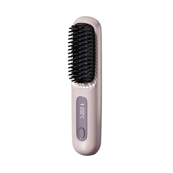 Portable Cordless Hair Straightener Brush Rechargeable Heated Hair Straightening Comb for Travel Mini Hair Styler Tool for Women purple