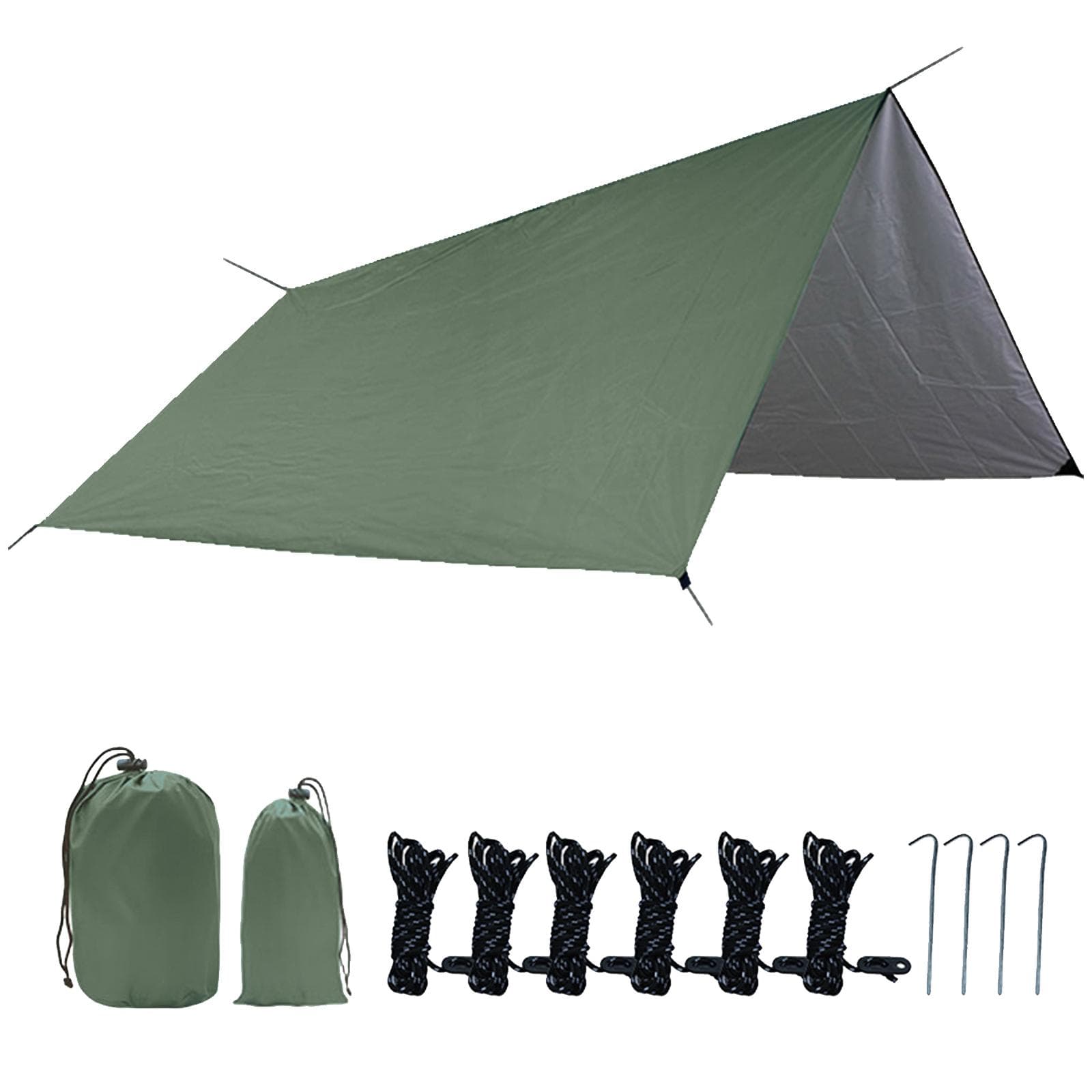 10 x 10 FT Sail Canopy Waterproof Rain Fly Sun Shade UV Resistant Heavy Duty Sand Sunshade With army green