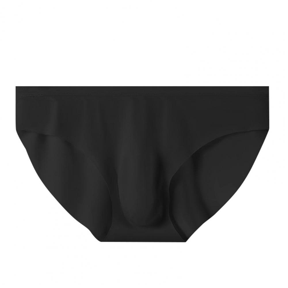 Men Seamless Ice Silk Briefs Low-rise 3D U-convex Ultra-Thin Panties Solid Color Quick Drying Underwear XXXL black
