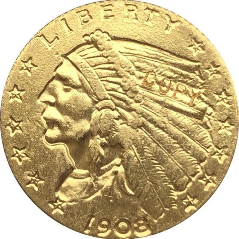 Copy 24-K Gold Plated America USA 1908 GOLD Indian Half Eagle Coin Collection Gold Coins 1pcs