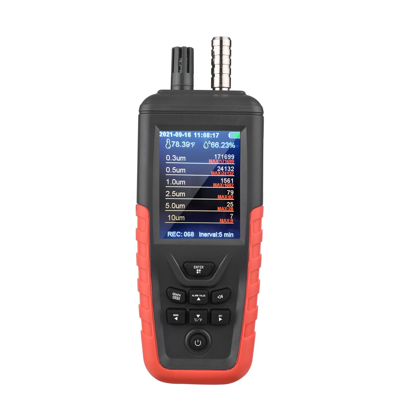 Dust Particle Counter PM2.5 PM10 Detector with 3.2-inch Backlight TFT Color Screen TC-8200