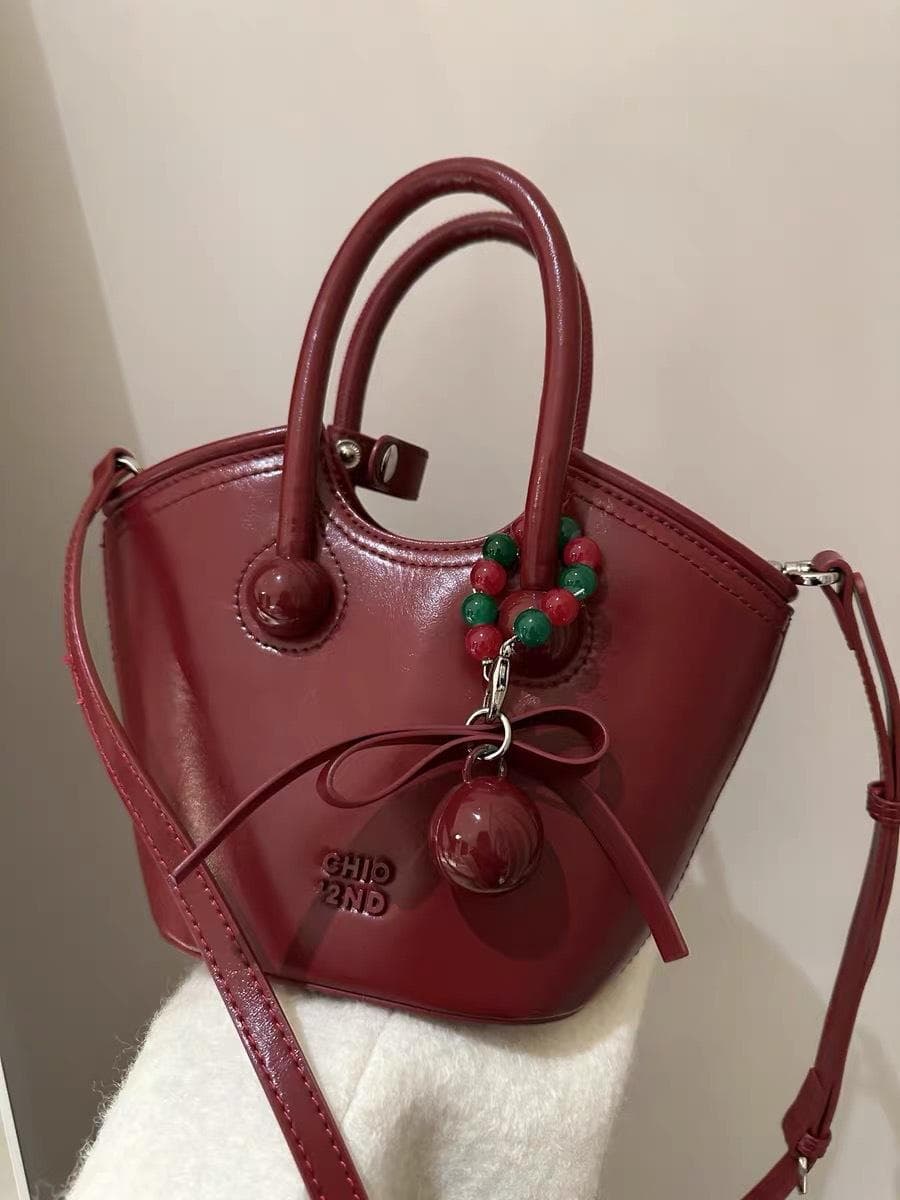 Fashionable Cherry Passionate Love Hand-held Tote Bag, Women's Wedding Bag, Single-shoulder Crossbody Small Bag 21cm*13cm*9.5cm