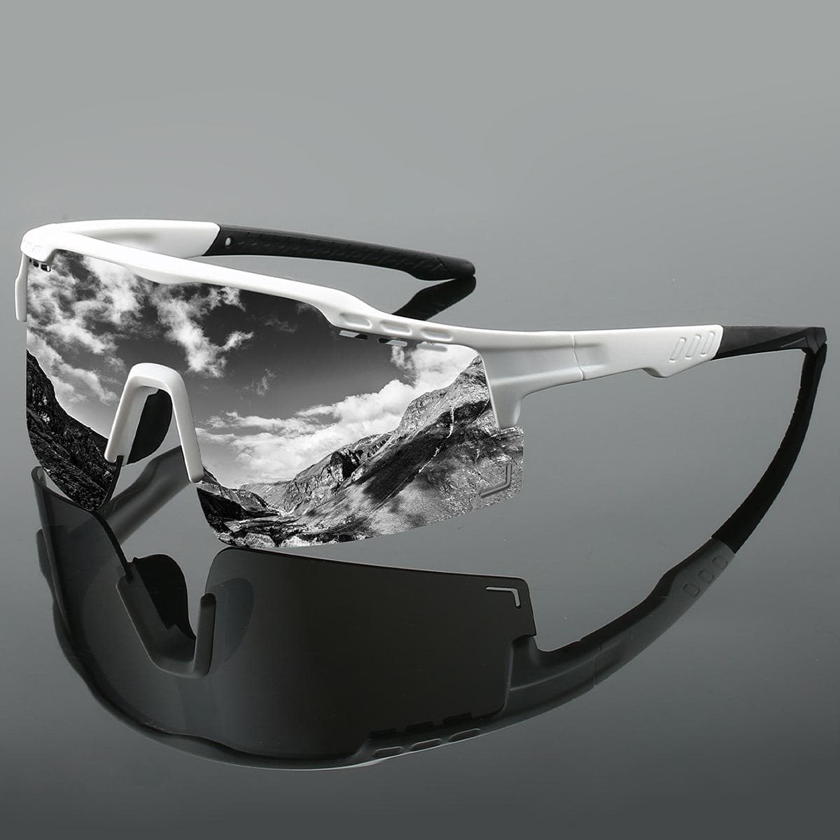 KAMMPT Semi-rimless Sports Goggles Men Futuristic Punk Design Anti-UV Cycling Sunglasses Outdoor Hiking Shades without case