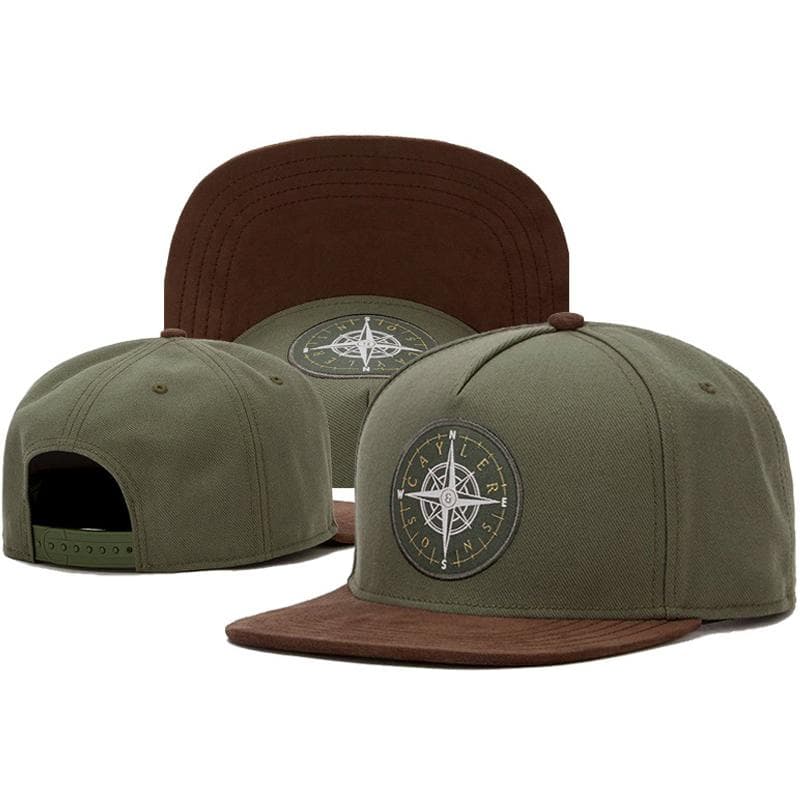Men's Fashion Compass Button Duck Tongue Hat Outdoor Sports Duck Tongue Hat Embroidered Women's Baseball Sun Hat Adjustable army green