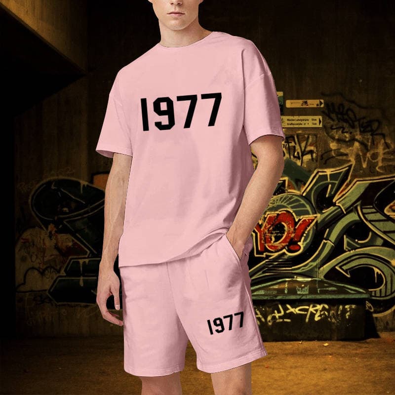 1977 Luxury Men Short Sets Women Designer Clothes Graphic Oversized Harajuku y2k T Shirt Shorts Brand High Quality S