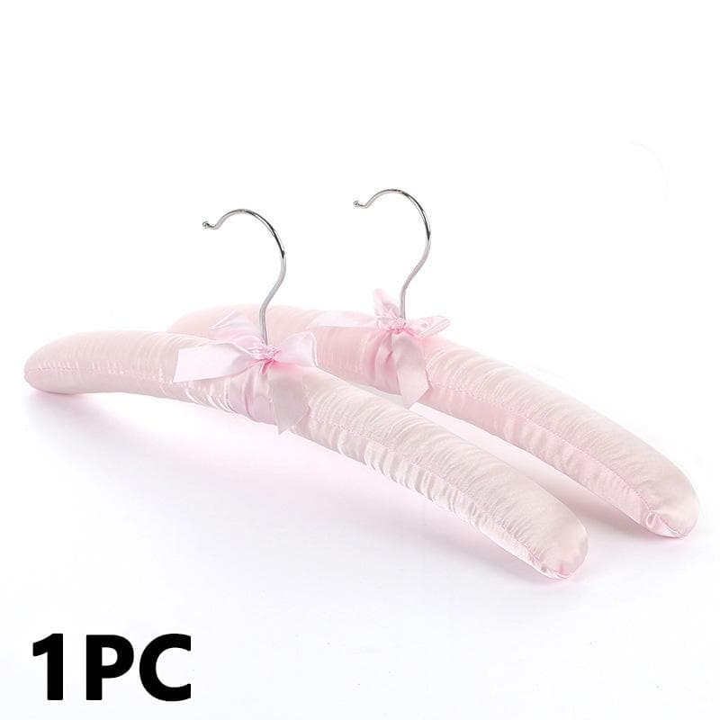 1PC Clothes Shop Clothes Hanger Silk Wrapped Storage Holder Sponge Hangers Padded Hanger Satin pink