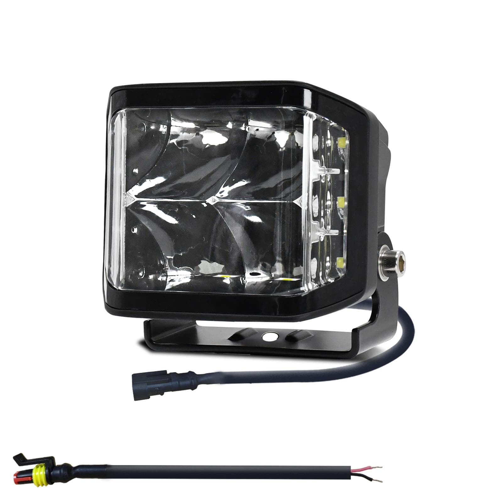 LED Work Light 3-sided Light 6000K 100W Driving Lights IP67 Waterproof Spot Lights for Truck, black