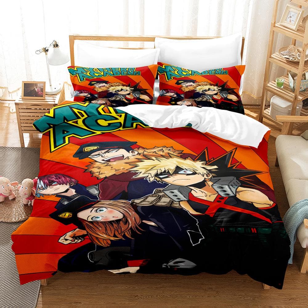 New My Hero Academia Bedding Set Japan Anime Soft Bedclothes Single Double Queen Twin Full Size Duvet Cover Teens Boys Bed Linen AU Double 180x210cm