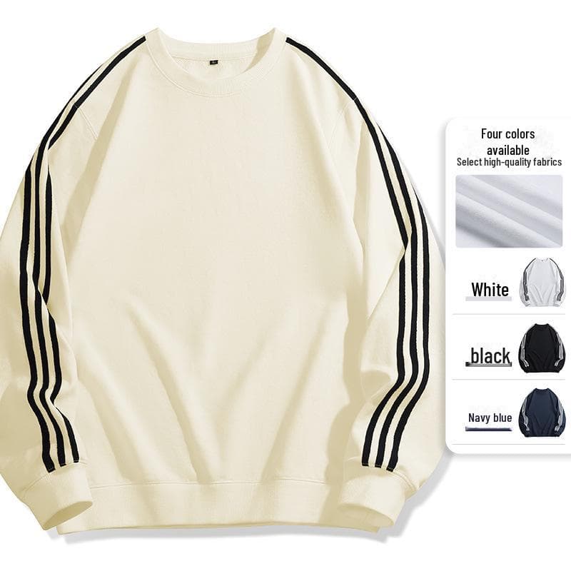 Unisex Striped Round-Neck Sweatshirt - Trendy Spring/Autumn Long-Sleeve Top M