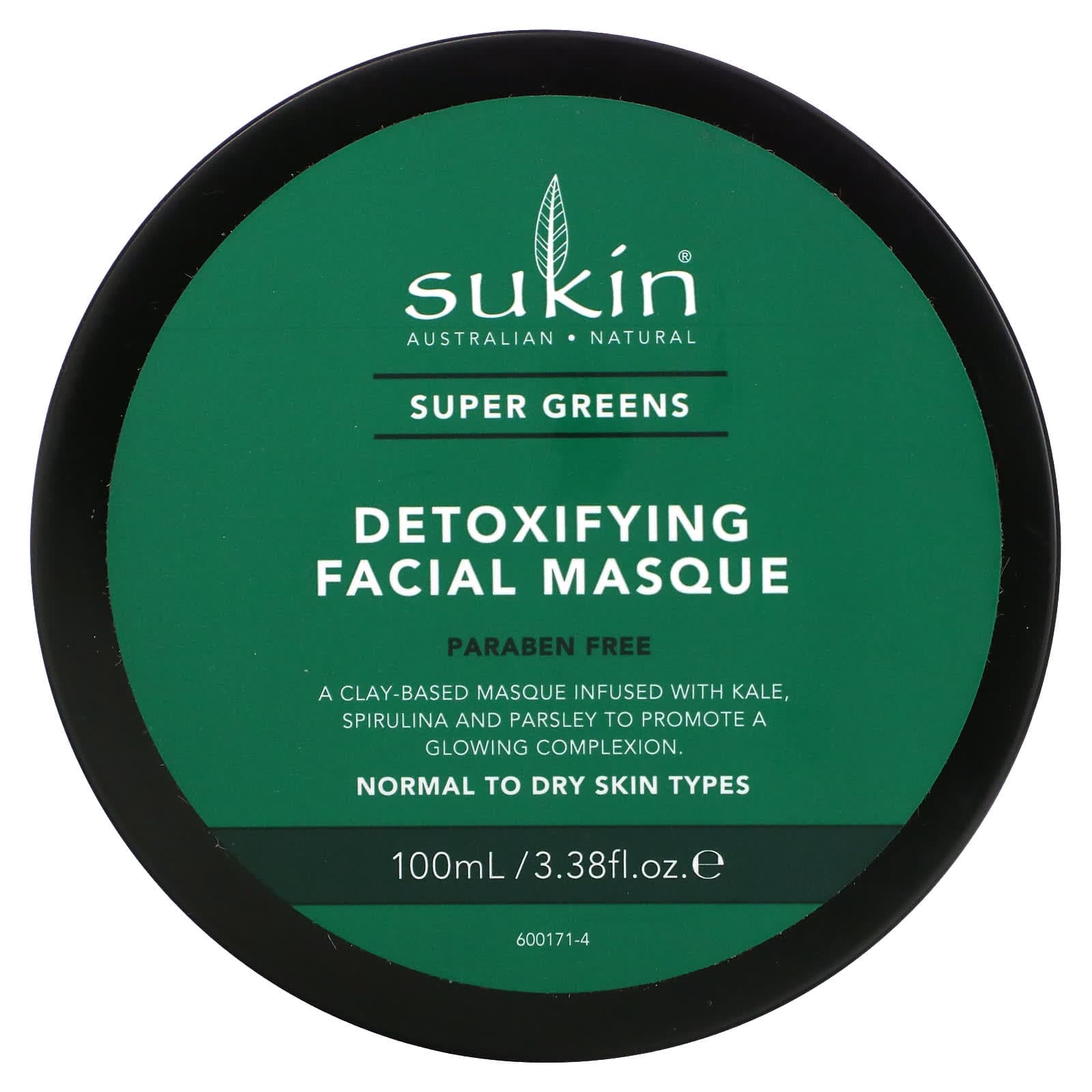 Sukin, Super Greens, Detox Facial Mask, 3.38 fl oz (100 ml)