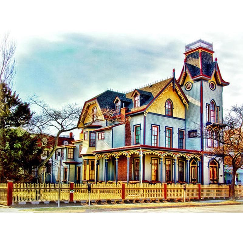 Full Round Drill Diamond Embroidery Colored Houses 5D DIY Diamond Painting Cross Stitch Rhinestone 20X30CM