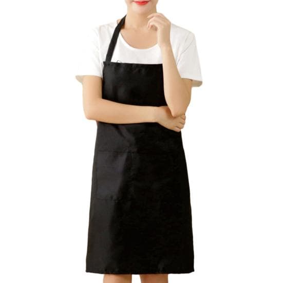 Unisex Apron Long-lasting Work Apron with Pockets Adjustable Straps Cooking Apron for Grill Restaurant Bar Cafes black