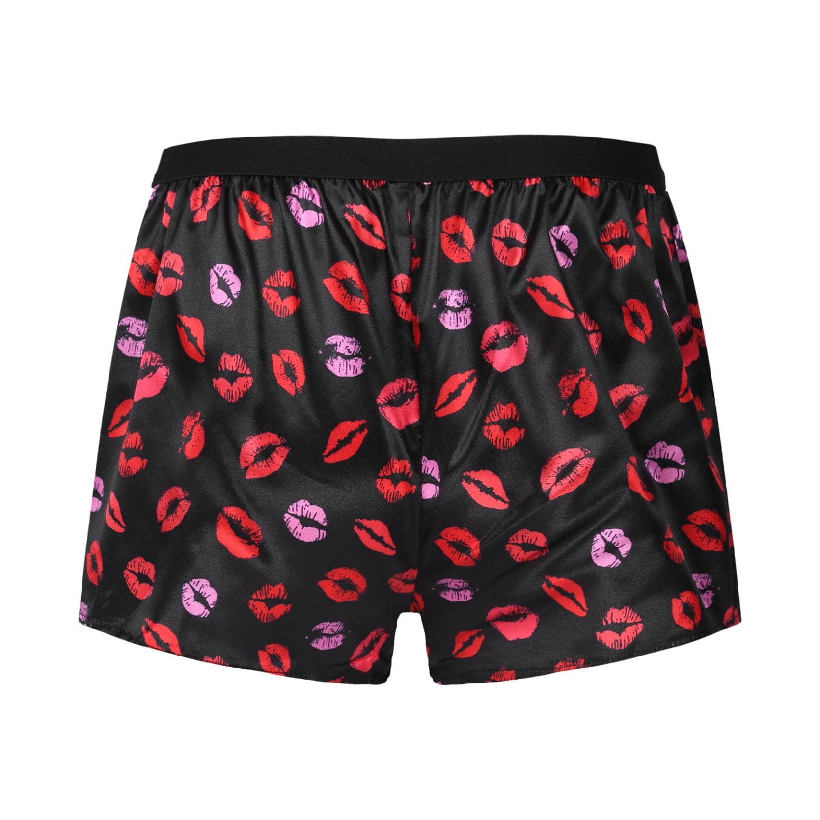 Men's Boxer Briefs Trunks Underwear Silk Satin Basic Boxers Shorts Underpants L red/black