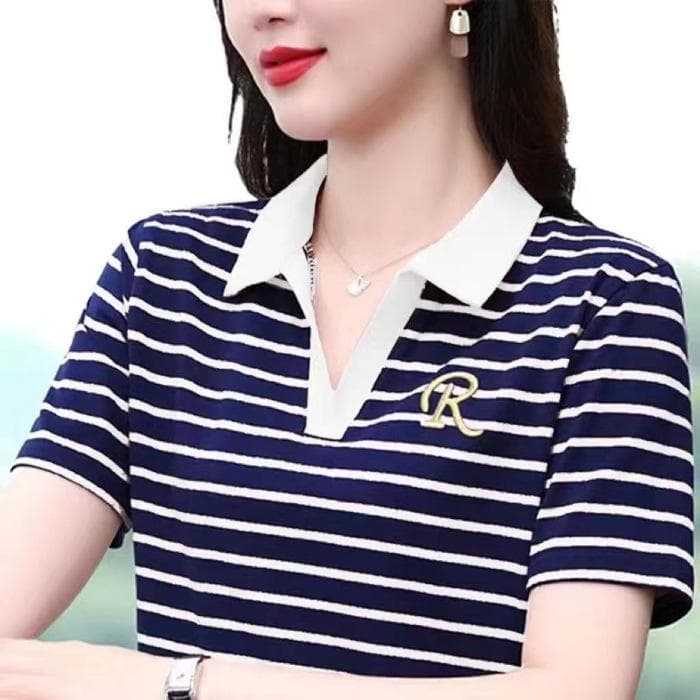 Polo Shirt for Women Short-sleeved Summer New Loose Lapel Thin T-shirt Fashionable Mother Sports and Casual Top 3XL
