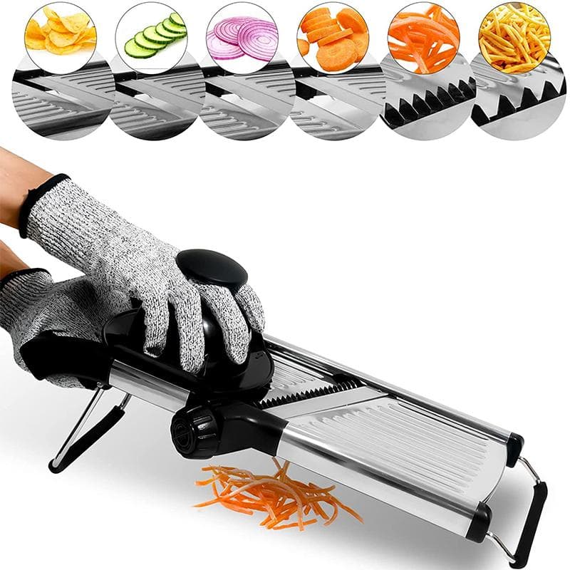 Adjustable Slicer Stainless Steel Vegetable Slicer Chopper Cutter for Potato Tomato Onion Carrot yarn cutter black